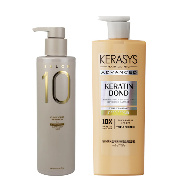 Mise en Scène & Kerasys - Shampoo for Extremely Damaged Hair 500ml + Keratin Bond Deep Repair Treatment 600ml